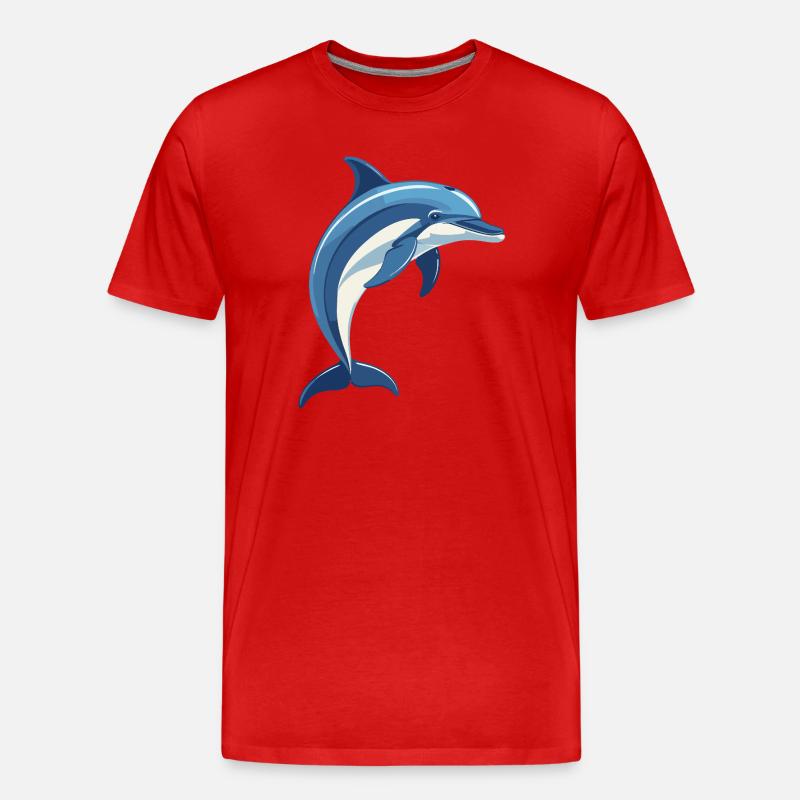 Blauer Delfin springt aus dem Wasser - Männer Premium Bio T-Shirt - Rot