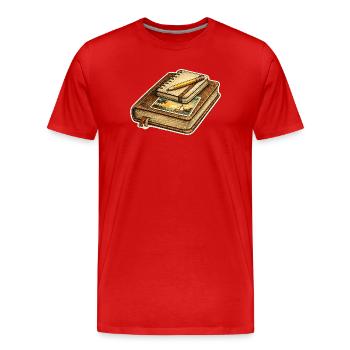 Journal de voyage vintage relié - T-shirt bio Premium Homme - rouge - Devant - Damien (186cm)