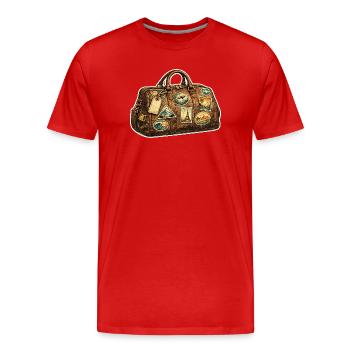 Autocollants vintage pour valises de voyage - T-shirt bio Premium Homme - rouge - Devant - Damien (186cm)