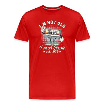 Je ne suis pas vieux, je suis un classique 50e anniversaire 2026 rétro - T-shirt bio Premium Homme - rouge - Devant - Damien (186cm)