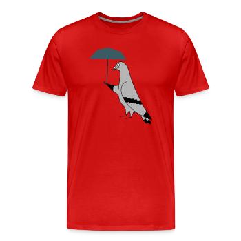 Pigeon with Umbrella – Urban Minimal Illustration - Männer Premium Bio T-Shirt - Rot - Vorne - Damien (186cm)