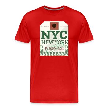 NYC Bold Passport Stamp - Men's Premium Organic T-Shirt - red - Front - Damien (186cm)
