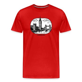 Style de la ligne de Londres : Big Ben et Tower Bridge - T-shirt bio Premium Homme - rouge - Devant - Damien (186cm)