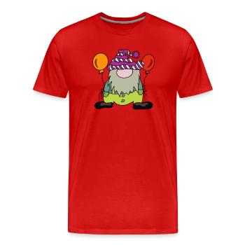 Nain nain de carnaval costumé avec des ballons colorés - T-shirt bio Premium Homme - rouge - Devant - Damien (186cm)