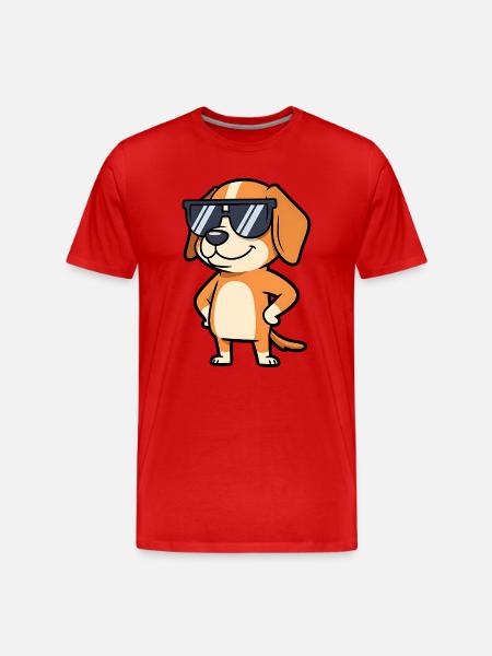 Sonnenbrillen Hund Pose - Männer Premium Bio T-Shirt - Rot