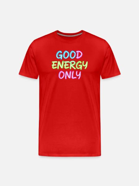 Neon Lettering Good Energy Only - Men's Premium Organic T-Shirt - red