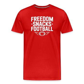 Freedom, Snacks, Football - Men's Premium Organic T-Shirt - red - Front - Damien (186cm)