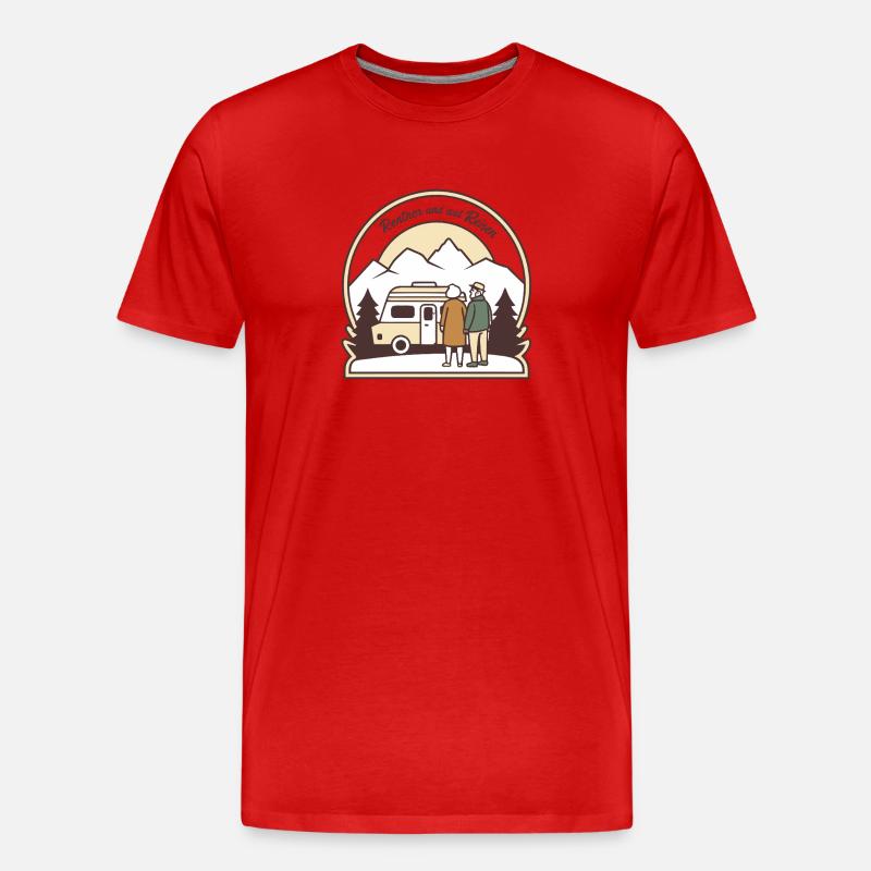 Ruhiger Caravanurlaub im Gebirge - Männer Premium Bio T-Shirt - Rot