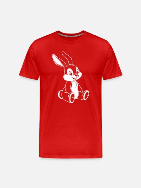 Lustiger Hase Süße Bunny Illustration - Männer Premium Bio T-Shirt - Rot
