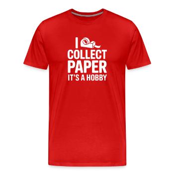 Je collectionne du papier, c’est un hobby - T-shirt bio Premium Homme - rouge - Devant - Damien (186cm)