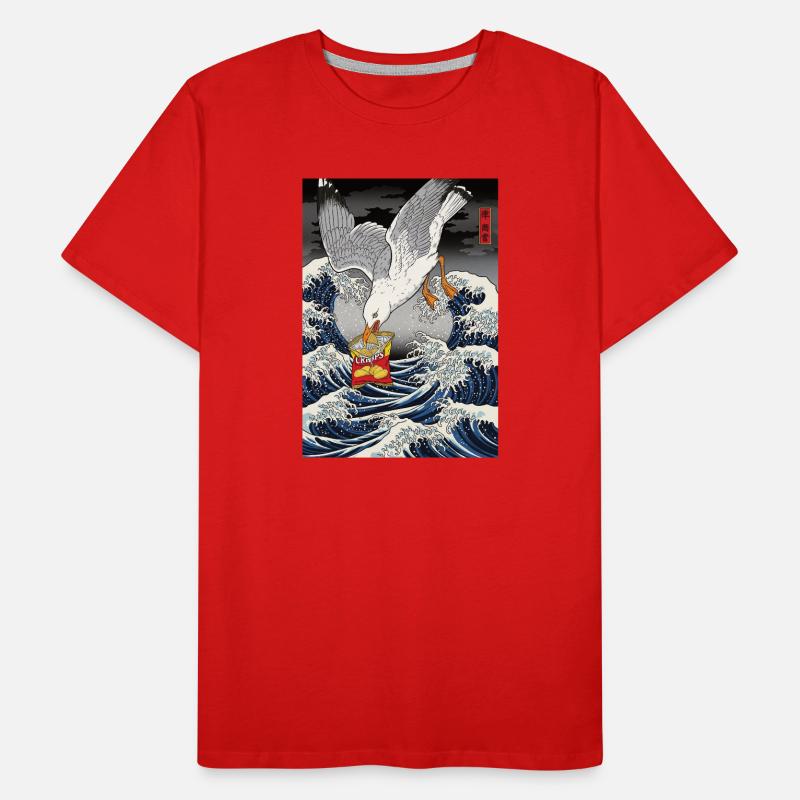 Mouettes vole des chips Drôle T-shirt bio Premium Homme