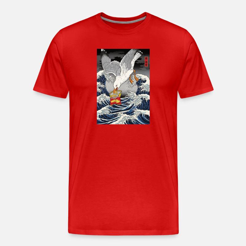 Möwen stiehlt Chips Lustig - Männer Premium Bio T-Shirt - Rot