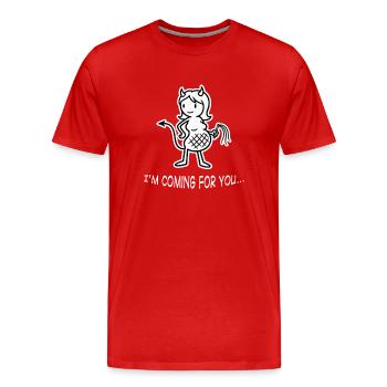 Dame in Weiß - Männer Premium Bio T-Shirt - Rot - Vorne - Damien (186cm)