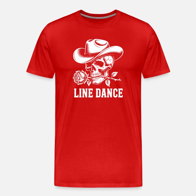 Skull Cowboy Line Dance - Männer Premium Bio T-Shirt - Rot