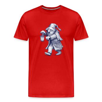 Zwerg | Nachtwanderer mit Laterne - Männer Premium Bio T-Shirt - Rot - Vorne - Damien (186cm)