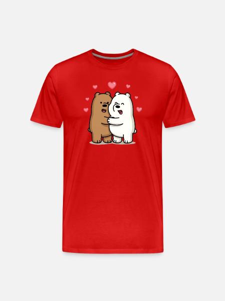 Umarmende Bären mit Herzchen - Männer Premium Bio T-Shirt - Rot