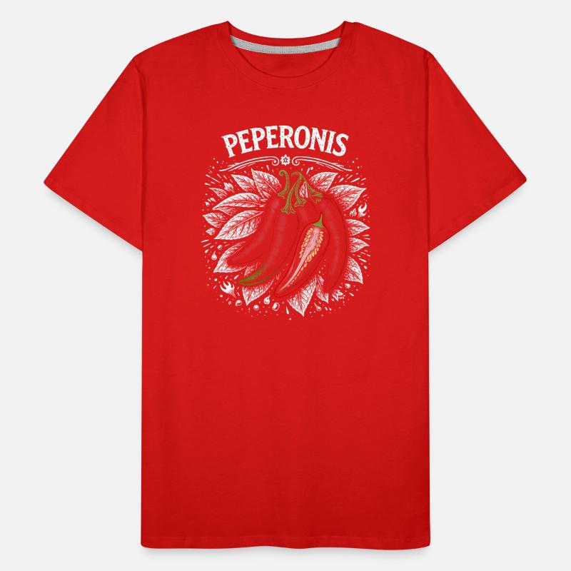 Pepperoni Burning Leaf Design Men's Premium Organic T-Shirt