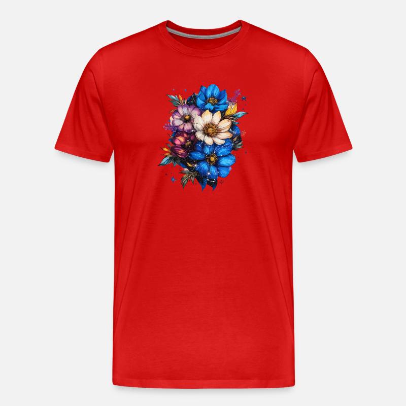 Blütenkosmos Farbexplosion - Männer Premium Bio T-Shirt - Rot