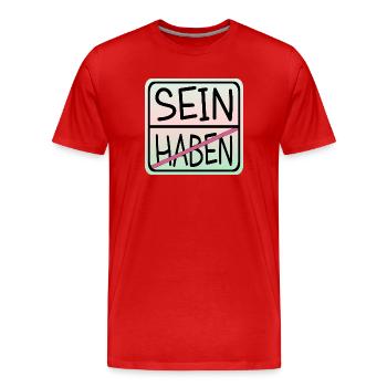 MINDFULNESS BE - Men's Premium Organic T-Shirt - red - Front - Damien (186cm)