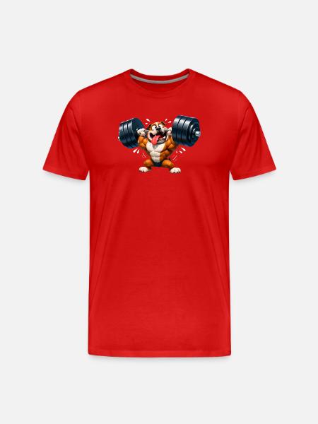 Bulldog Bodybuilder Funny Fitness Motif - Men's Premium Organic T-Shirt - red