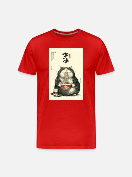 Neko Ramen Feast - Men's Premium Organic T-Shirt - red