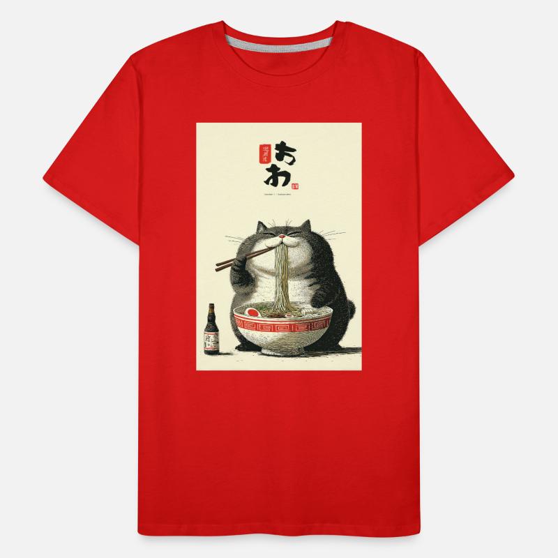 Chubby Cat Noodle Feast Men's Premium Organic T-Shirt
