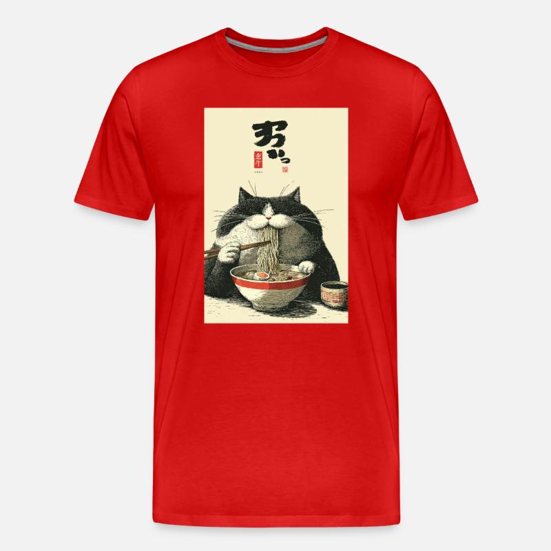 Nudelkatze Zen-Schüssel - Männer Premium Bio T-Shirt - Rot