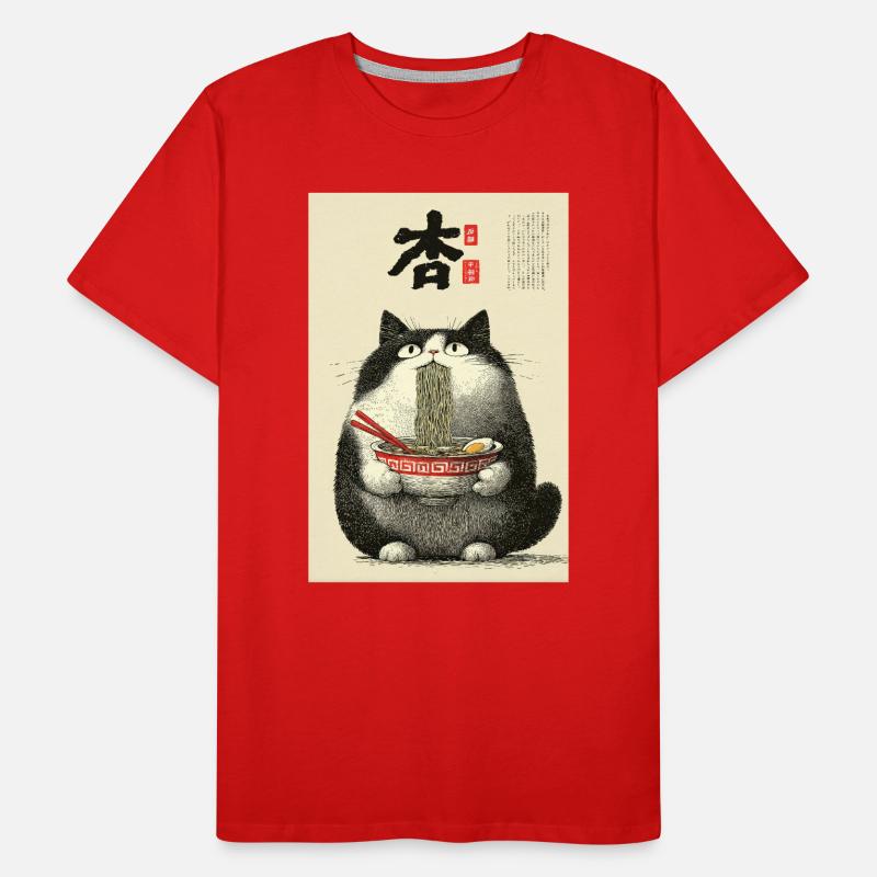 Noodle Cat Ukiyo-e Bowl Men's Premium Organic T-Shirt
