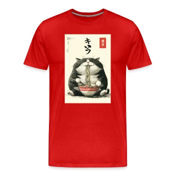 Neko Noodle Feast - Men's Premium Organic T-Shirt - red - Front - Damien (186cm)