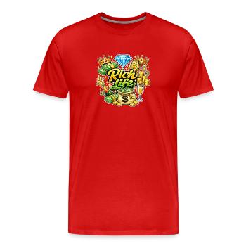 Reiches Leben, Funkeln und Diamanten - Männer Premium Bio T-Shirt - Rot - Vorne - Damien (186cm)