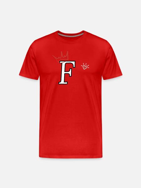 Buchstabe f Kronenherz - Männer Premium Bio T-Shirt - Rot