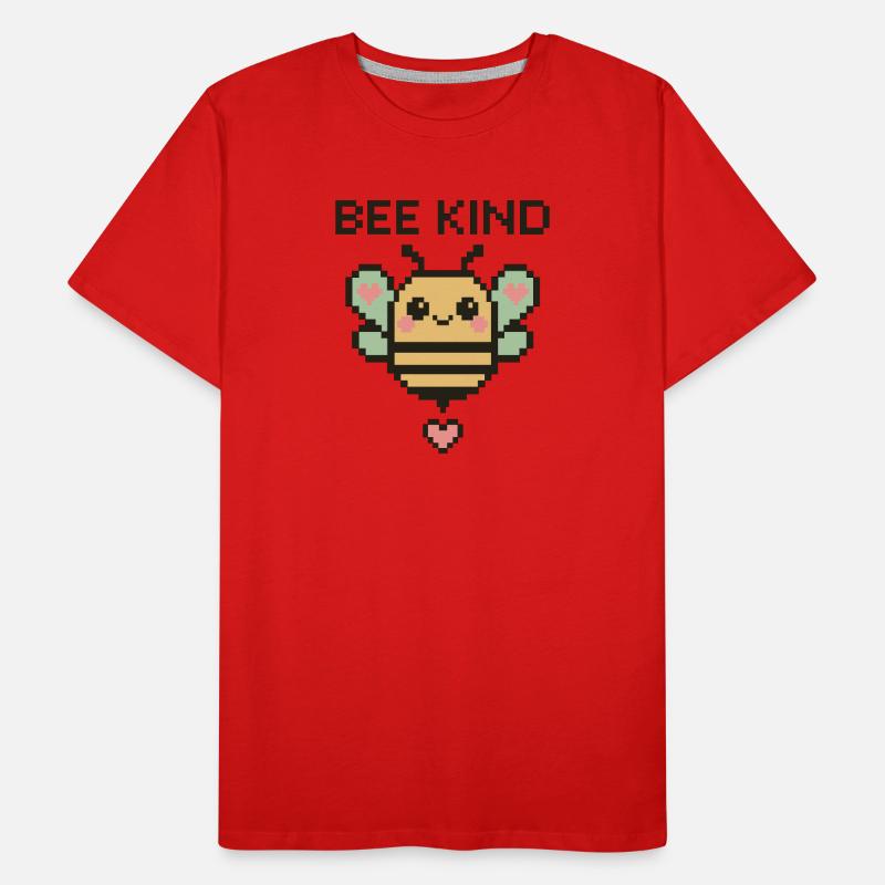 Bee Kind - Pixelbiene mit Herzchen Männer Premium Bio T-Shirt