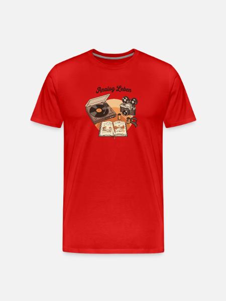 Analog Leben Retro Technik & Natur - Männer Premium Bio T-Shirt - Rot