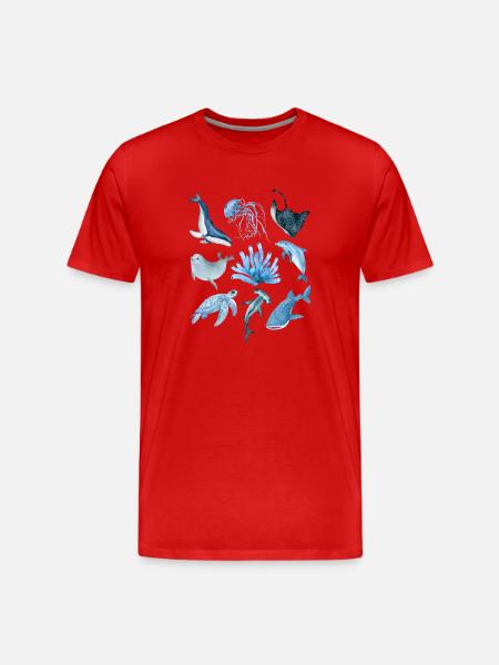 ocean animals - Men's Premium Organic T-Shirt - red