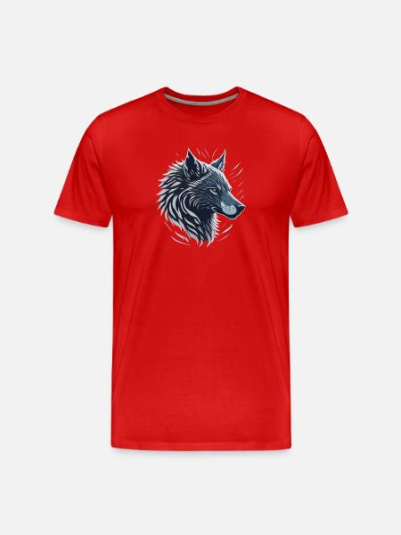 Blue Wolf - Männer Premium Bio T-Shirt - Rot