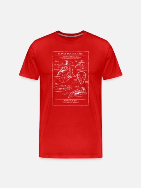 Plague Doctor Mask Blueprint - Men's Premium Organic T-Shirt - red