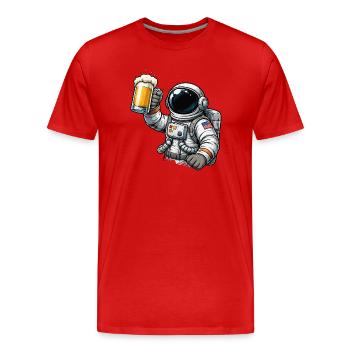 Astronaut mit Bierglas - Männer Premium Bio T-Shirt - Rot - Vorne - Damien (186cm)