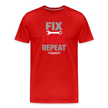 Boat maintenance, repair, humor, - Men's Premium Organic T-Shirt - red - Front - Damien (186cm)