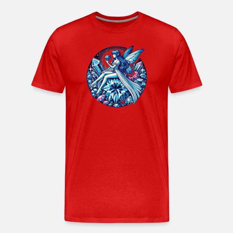 Kristallfee auf Kristallen - Männer Premium Bio T-Shirt - Rot