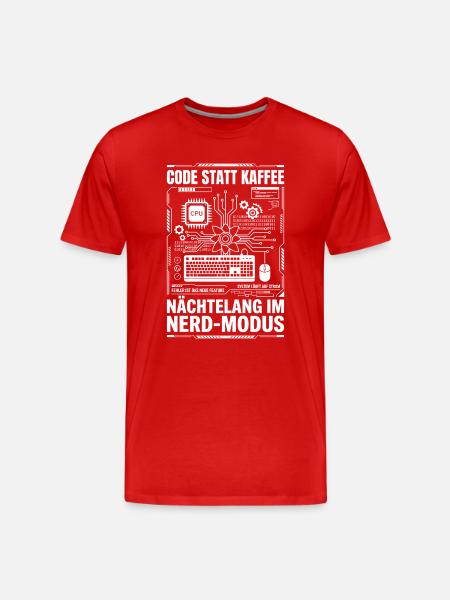 Code statt Kaffee Nerd-Modus - Männer Premium Bio T-Shirt - Rot