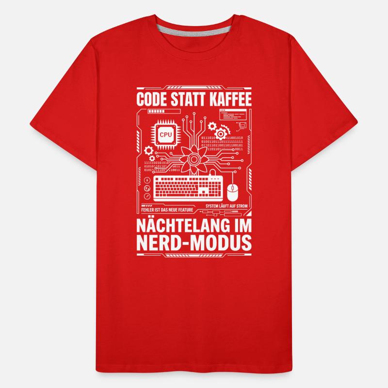 Code au lieu de mode nerd du café T-shirt bio Premium Homme