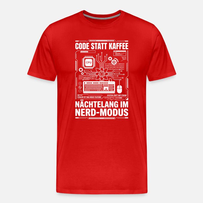 Code statt Kaffee Nerd-Modus - Männer Premium Bio T-Shirt - Rot