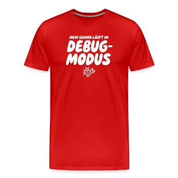 Gehirn im Debug-Modus – Humor Grafik - Männer Premium Bio T-Shirt - Rot - Vorne - Damien (186cm)
