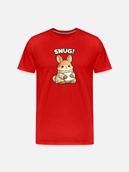 Cuddly Bunny Snug Motif - Men's Premium Organic T-Shirt - red