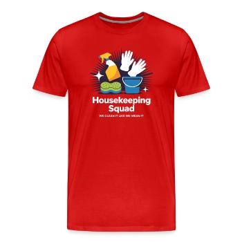 Lustiges Putzen Design - Männer Premium Bio T-Shirt - Rot - Vorne - Damien (186cm)