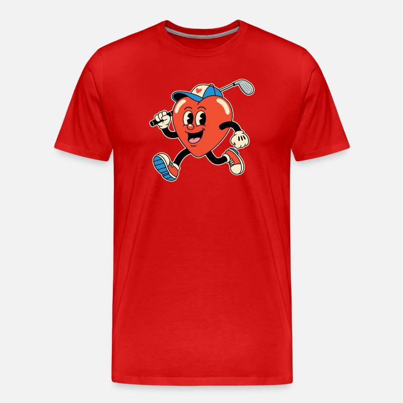 Herz Golf Cartoon - Männer Premium Bio T-Shirt - Rot