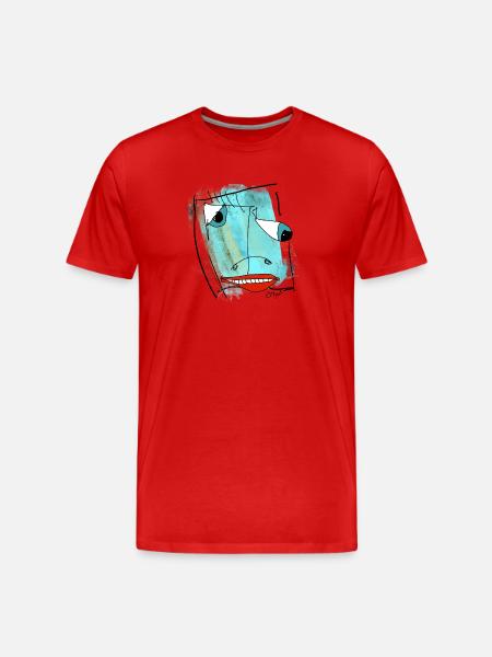 Abstraktes Gesichtsdesign Aquarell - Männer Premium Bio T-Shirt - Rot