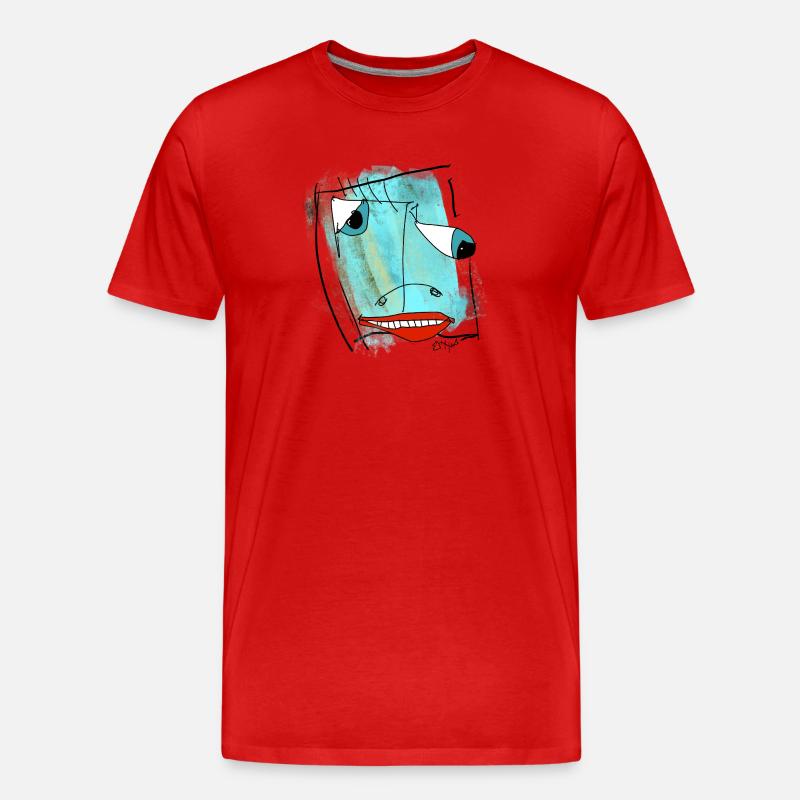 Aquarelle de design de visage abstrait - T-shirt bio Premium Homme - rouge