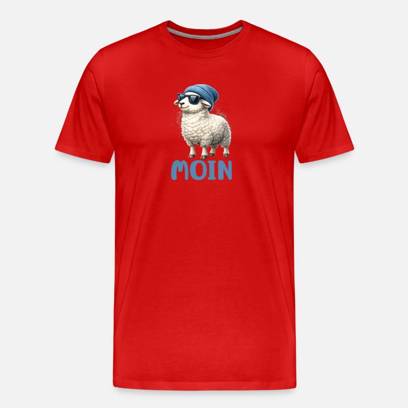 Moin Schaf mit Sonnenbrille - Männer Premium Bio T-Shirt - Rot