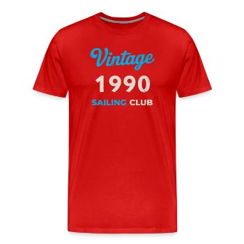 Vintage 1990 – Sailing Club Retro Year of Birth - Men's Premium Organic T-Shirt - red - Front - Damien (186cm)